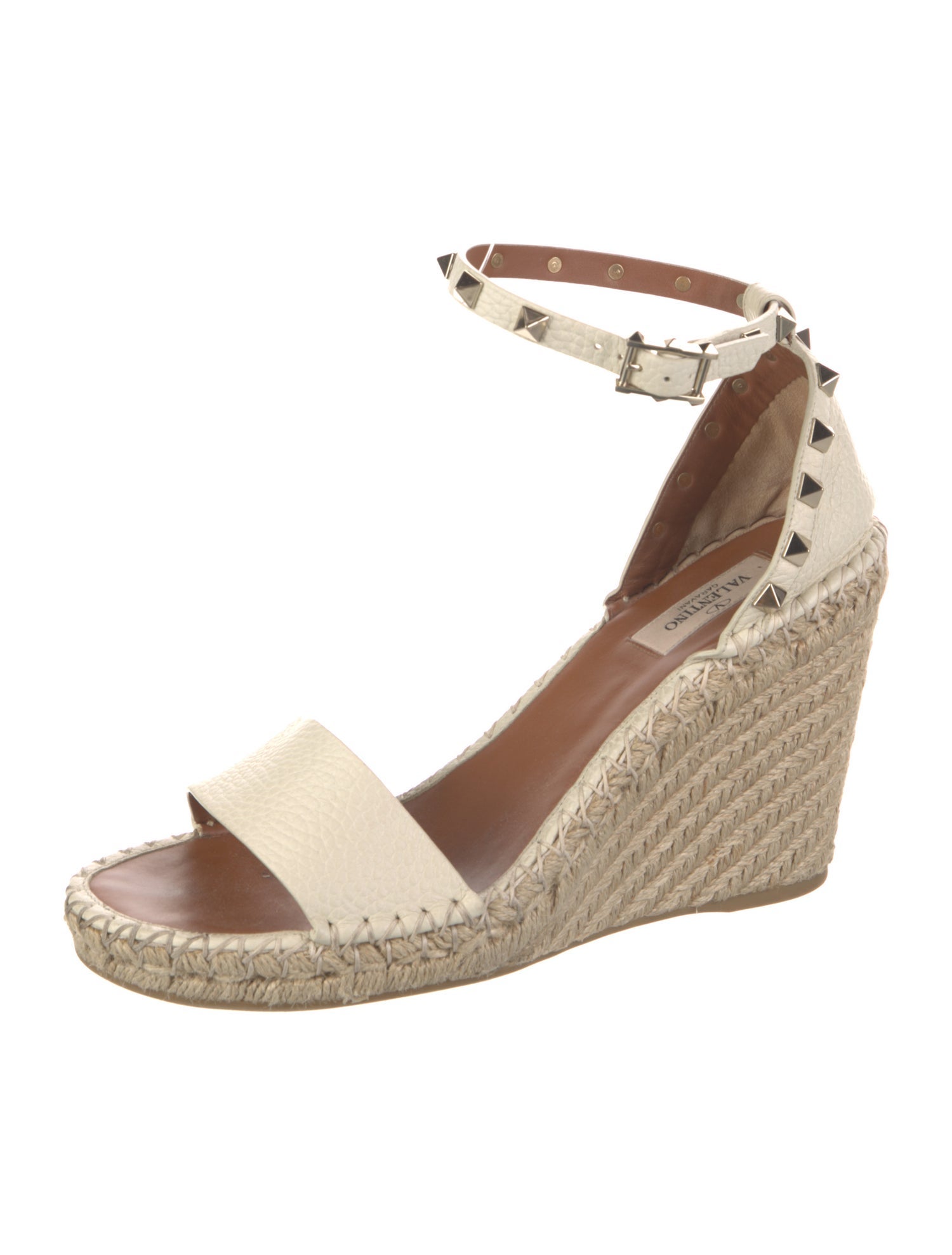 Valentino Rockstud Accents Leather Espadrilles